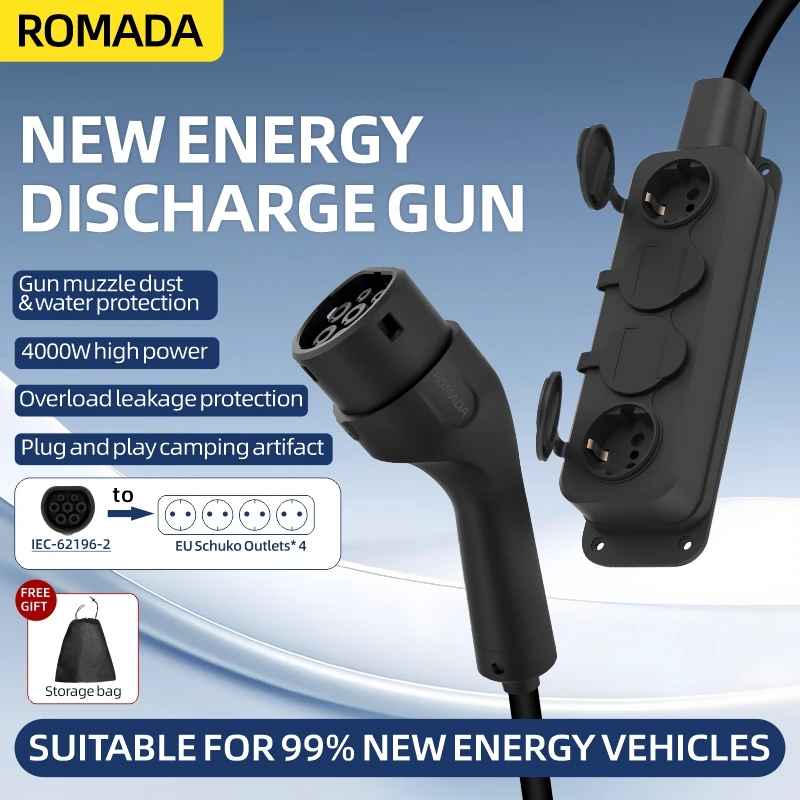 Outdoor Power Adapter - Taşınabilir 16A 4KW V2L Kablo Elektrikli
