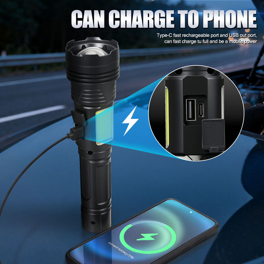 Güçlü LED El Feneri USB Şarj E - Outdoor Usb Power Bank incelemesi ve fiyatı